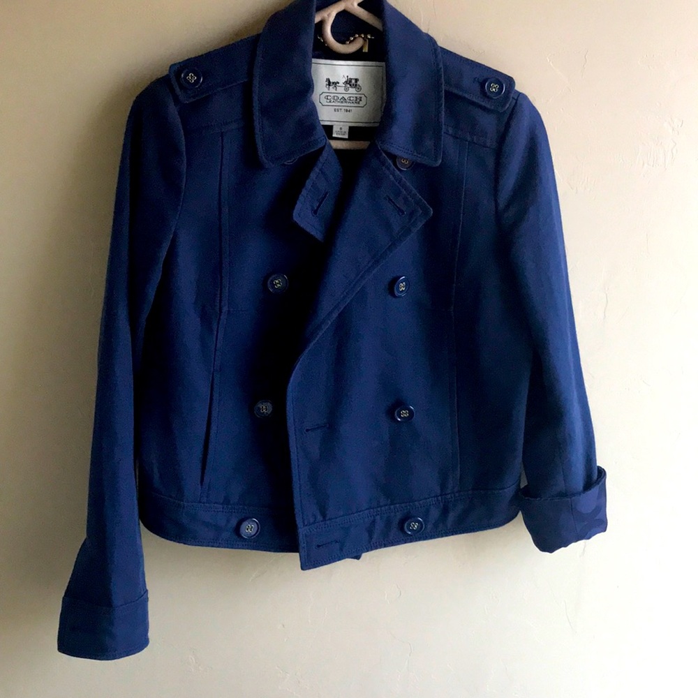 Coach Jacket, Navy Blue denim fabric